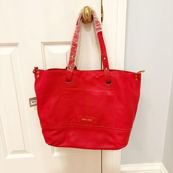 NWT Isabelle Fiore Bombay Tote Bag shoulder Bag Red Leather $325.00 - Picture 2 of 10